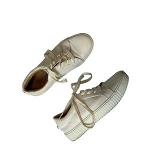 Steve Madden Toliver Perforated Platform Sneaker Size 10 White Lace-up